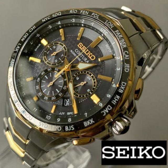 SEIKO(セイコー)の【美品】SEIKO 電波ソーラー ゴールド クロノグラフ セイコー メンズ腕時計 メンズの時計(腕時計(デジタル))の商品写真