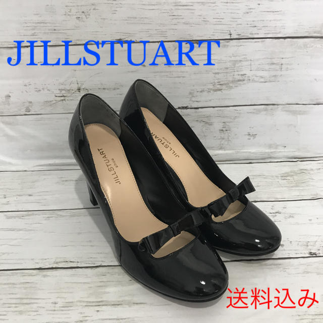 JILLSTUART(ジルスチュアート)のジルスチュアート　エナメル　リボン　パンプス  黒 レディースの靴/シューズ(ハイヒール/パンプス)の商品写真