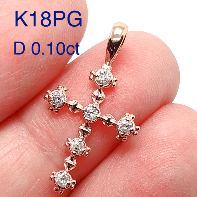 天然ダイヤモンド クロス ペンダント K18PG いいスタイル 28%割引 www 