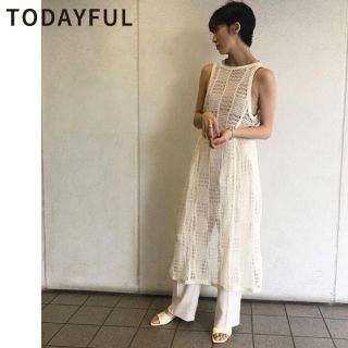 トゥデイフル(TODAYFUL)の【TODAYFUL】メッシュエプロンドレス/エクリュ(ロングワンピース/マキシワンピース)