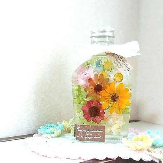 ハーバリウム ナチュラル系 【summer flowers ウイスキーボトル ...