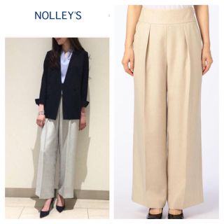 ノーリーズ(NOLLEY'S)のNOLLEY’S sophi 麻調ツイルワイドパンツ(カジュアルパンツ)