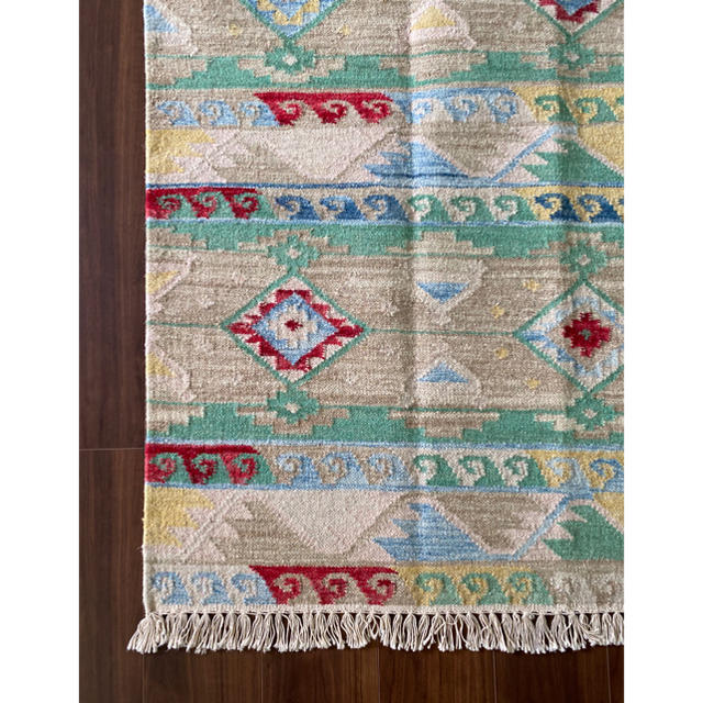 インドキリム ウール 手織り 17- 177×120cm インテリア/住まい/日用品のラグ/カーペット/マット(ラグ)の商品写真
