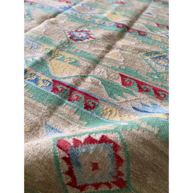 インドキリム ウール 手織り 17- 177×120cm インテリア/住まい/日用品のラグ/カーペット/マット(ラグ)の商品写真