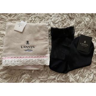 ランバンコレクション(LANVIN COLLECTION)のランバン ハンカチ シースルー 靴下 23〜24cm セット 新品未使用 送料込(ハンカチ)