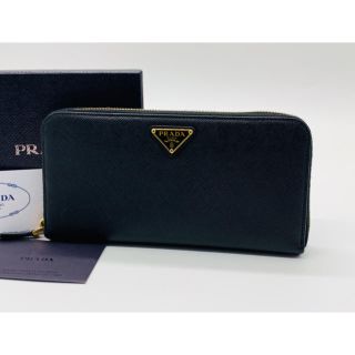 プラダ(PRADA)の⭐️ 美品 プラダ サフィアーノ ラウンドファスナー 長財布 ブラック 正規品(長財布)