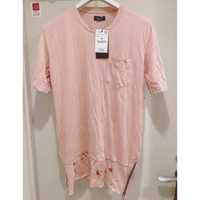 ZARA(ザラ)の【新品】定価3500円 タグ付き ZARA Tシャツ ピンク L メンズのトップス(Tシャツ/カットソー(半袖/袖なし))の商品写真