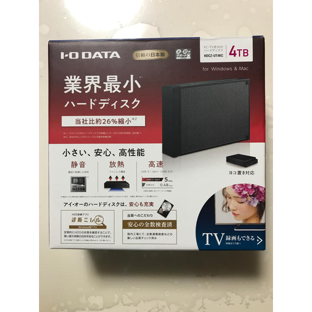 IODATA(アイオーデータ)のI・O DATA HDCZ-UT4KC  4TB USB-HDD スマホ/家電/カメラのPC/タブレット(PC周辺機器)の商品写真