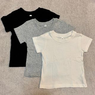 ムジルシリョウヒン(MUJI (無印良品))の【3枚】無印 インド綿天竺編みパックＴシャツ ベビー 80cm 半袖 白黒グレー(Ｔシャツ)