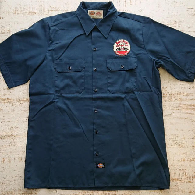 Dickies(ディッキーズ)の-Dickies ワーク シャツ Lサイズ 大判 刺繍 ワッペン 中古 メンズのトップス(シャツ)の商品写真