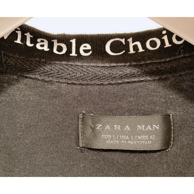 ZARA(ザラ)の定価4千円 美品 4回着 ZARA Tシャツ ブラック L メンズのトップス(Tシャツ/カットソー(半袖/袖なし))の商品写真