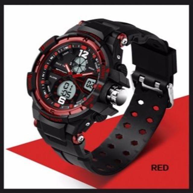 ■2020新入荷■赤　デュアルディスプレイ　防水ダイバーズ　ウォッチ メンズの時計(腕時計(デジタル))の商品写真