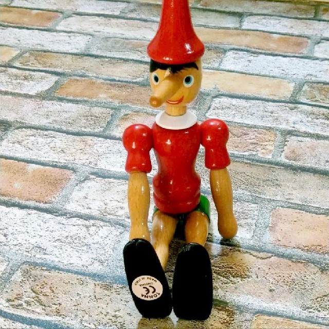 ピノキオ人形 木彫り人形 イタリア製 アンティーク - 置物