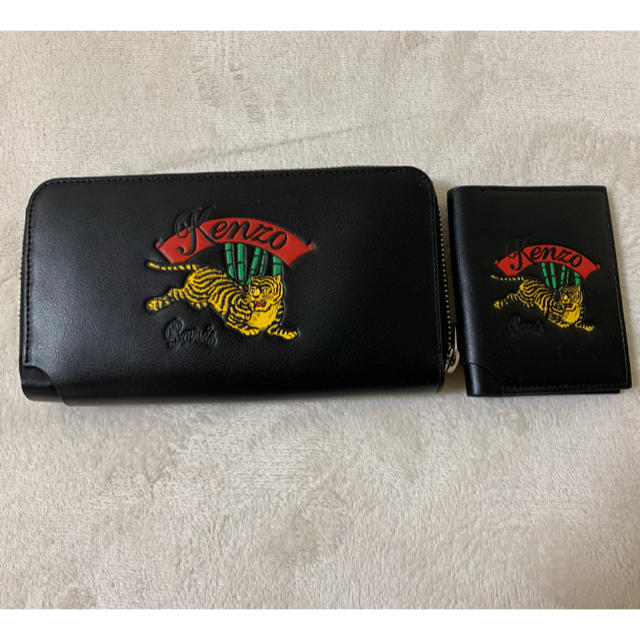 新品】ロゴ刺繍 カーフレザー ジップ 長財布☆KENZO