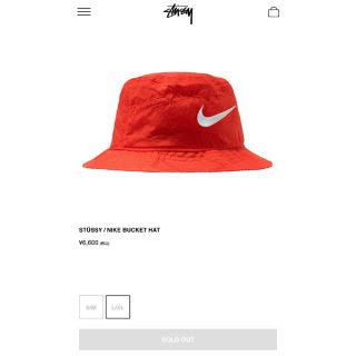 ナイキ(NIKE)のSTUSSY NIKE BUCKET HAT RED L/XL 新品(ハット)