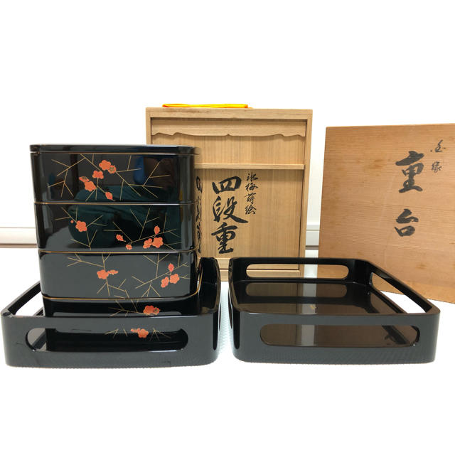 輪島塗　氷梅蒔絵　木製四段重箱 | フリマアプリ ラクマ