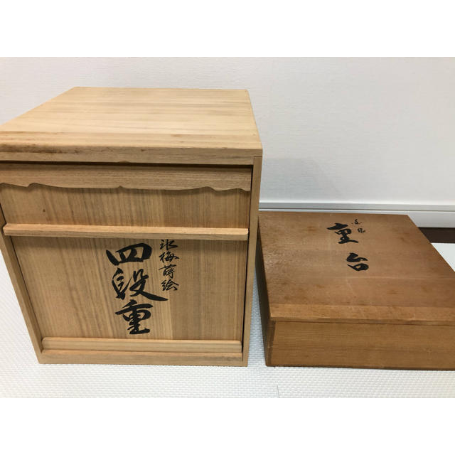 輪島塗 氷梅蒔絵 木製四段重箱