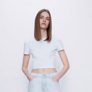 エイチアンドエム(H&M)のZARA クロップド丈Tシャツ　S(Tシャツ(半袖/袖なし))