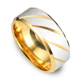 指輪 メンズ リング サージカルステンレス ストライプ ヘアライン ゴールド(リング(指輪))