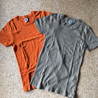 プチバトー(PETIT BATEAU)のプチバトー　Tシャツ　オレンジ　カーキ　2枚セット(Tシャツ(半袖/袖なし))