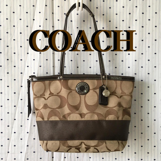 超美品☆送料無料☆COACHコーチシグネチャーキャンバス×レザーショルダーバッグ