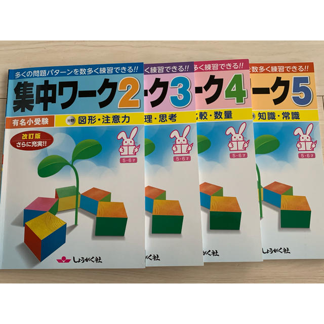 美品　集中ワ－ク 有名小受験 改訂版　2.3.4.5セット エンタメ/ホビーの本(語学/参考書)の商品写真