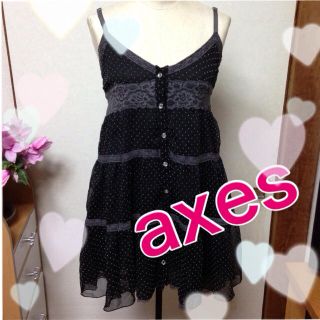 アクシーズファム(axes femme)のaxes☆レースドットワンピース☆黒(ミニワンピース)