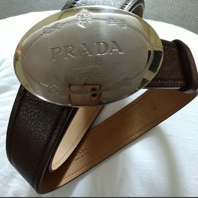 PRADA レザーベルト バックル  プラダ ブラウン