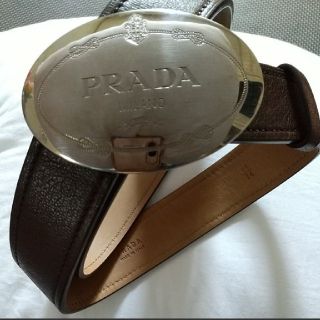 プラダ(PRADA)のPRADA レザーベルト バックル  プラダ ブラウン(ベルト)