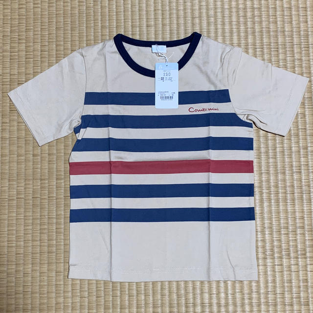 Combi mini(コンビミニ)のコンビミニ　ベージュのボーダーTシャツ　120cm  キッズ/ベビー/マタニティのキッズ服男の子用(90cm~)(Tシャツ/カットソー)の商品写真