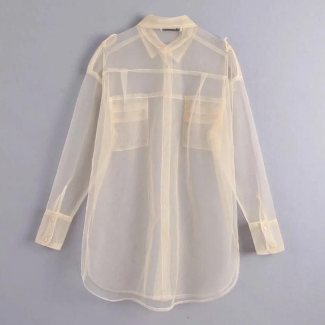 ZARA - 【新品】シアーシャツ オーガンジーシャツ Sの通販 by ZARA - 【新品】シアーシャツ オーガンジーシャツ Sの通販 by