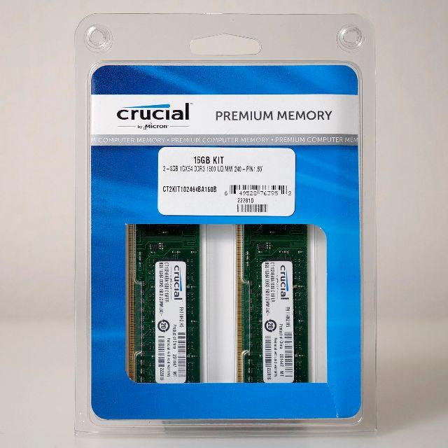 【動作確認済】crucial DDR3-1600 16GB kit（8GB×2）