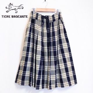 ティグルブロカンテ(TIGRE BROCANTE)の新品 TIGRE BROCANTE✨コットンリネン チェック柄 ロング スカート(ロングスカート)