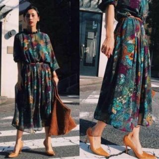 アメリヴィンテージ(Ameri VINTAGE)のAmeri VINTAGE ボタニカルプリントドレス ワンピース(ひざ丈ワンピース)