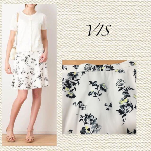 ViS(ヴィス)の二日間限定＊花柄スカート＊ホワイト レディースのスカート(ひざ丈スカート)の商品写真