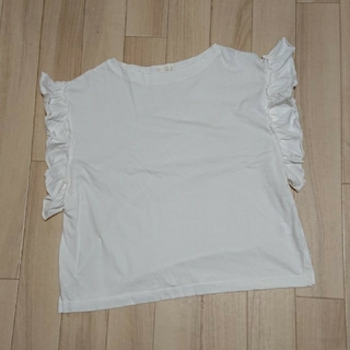 ユニクロ(UNIQLO)のUSED／GUジーユー フリル袖Tシャツ Ｌ(Tシャツ(半袖/袖なし))