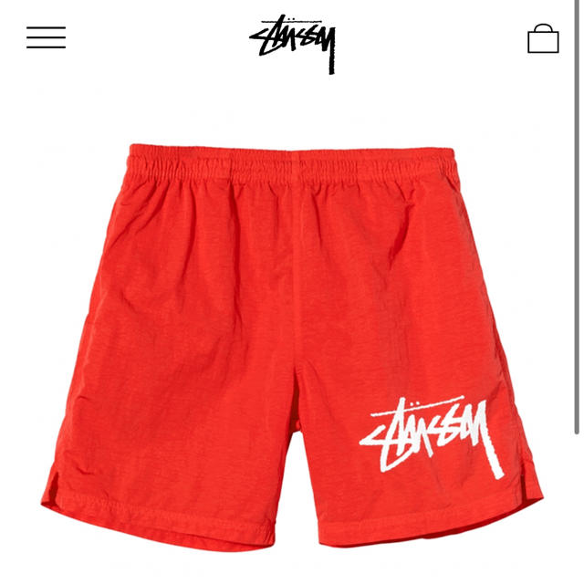 Nike x Stussy ナイキ water shorts レッド赤　Sサイズ