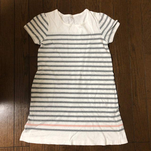 MUJI (無印良品)(ムジルシリョウヒン)の無印　ボーダーワンピース キッズ/ベビー/マタニティのキッズ服女の子用(90cm~)(ワンピース)の商品写真