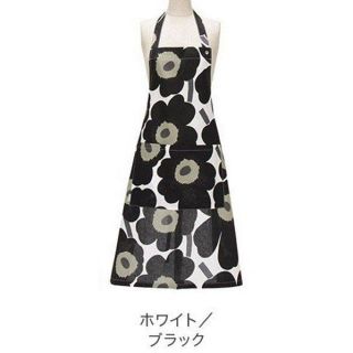 マリメッコ(marimekko)の新品　マリメッコ　ウニッコ　ホワイト×ブラック　エプロン(収納/キッチン雑貨)