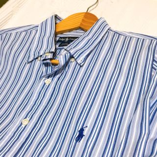 ラルフローレン(Ralph Lauren)のRalph Lauren ストライプシャツ ロング丈 ライトブルー インポート (シャツ/ブラウス(長袖/七分))