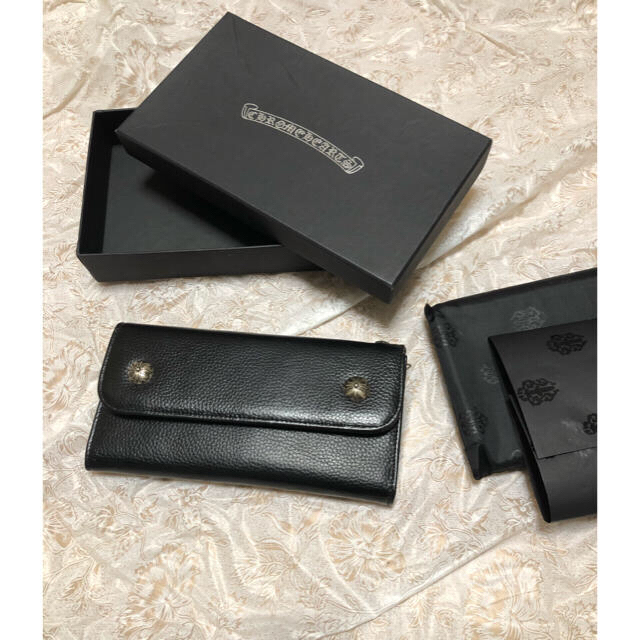 クロムハーツ BSフレアボタン ウェーブ ウォレット 長財布 ユニセックス ブラック CHROME HEARTS  【アパレル・小物】