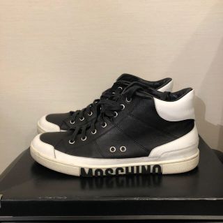 モスキーノ(MOSCHINO)の【メンズ】モスキーノ（MOSCHINO）ハイカットスニーカー（レザー）白黒(スニーカー)