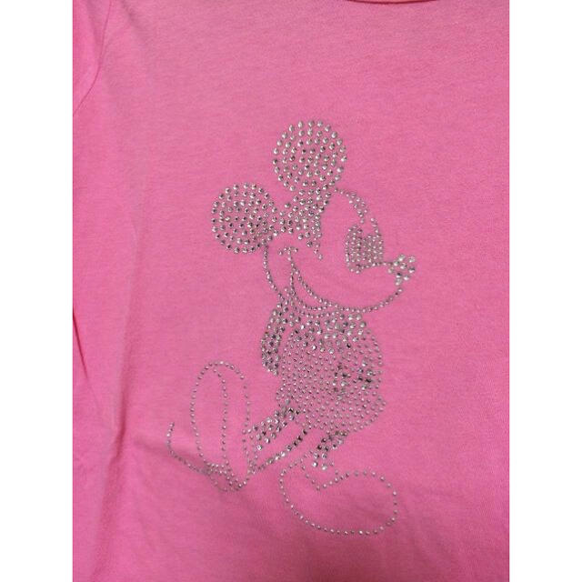 Disney(ディズニー)のヴィンテージディズニースワロフスキーミッキーカットソー長袖シャツピンク レディースのトップス(Tシャツ(長袖/七分))の商品写真