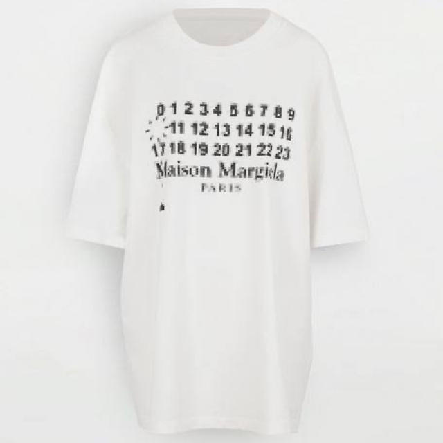 メンズMAISON MARGIELA ホワイト　オーバーサイズ　ロゴタイプ　Tシャツ