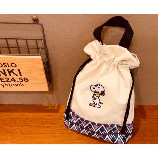 スヌーピー(SNOOPY)の夏休み値下げ★SNOOPY×オルテガ柄★巾着トートバッグ(バッグ)