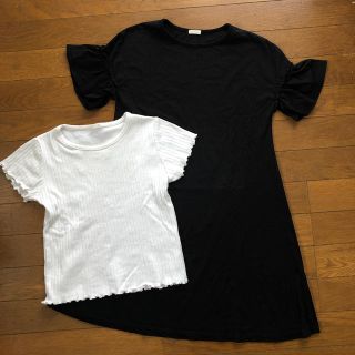 ジーユー(GU)のGU リブTシャツ　ワンピース　2枚セット　130 美品　120(Tシャツ/カットソー)