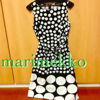 マリメッコ(marimekko)のmarimekko♡リボン付ドットワンピ(ひざ丈ワンピース)