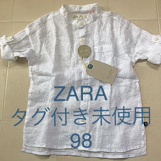 ザラキッズ(ZARA KIDS)のZara baby ザラ ベビー　リネン　シャツ　未使用　タグ付　男女兼用　98(ブラウス)