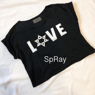 スプレイ(SpRay)のスプレイ⭐︎Tシャツ⭐︎ビジュー⭐︎ショート⭐︎ブラック(Tシャツ(半袖/袖なし))