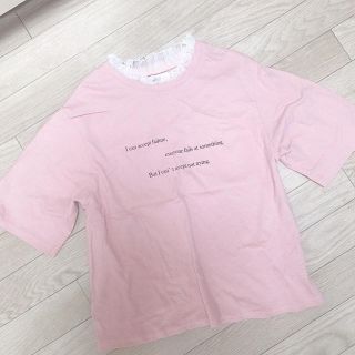 ウィゴー(WEGO)のWEGO Tシャツ　襟　レース　ピンク(Tシャツ(半袖/袖なし))